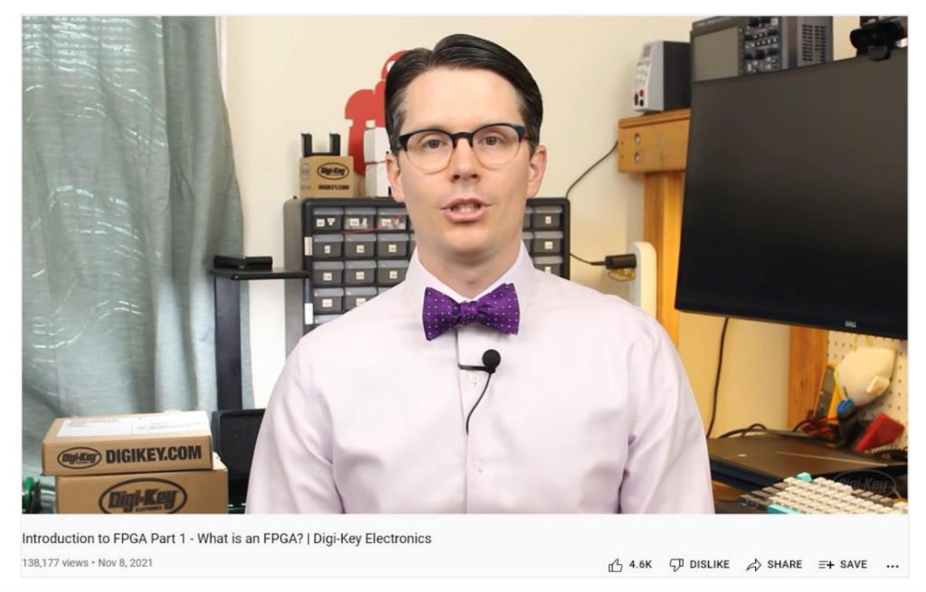Screencap of a man speaking to the camera from a YouTube video: Introduction to FPGA Part 1 – What is an FPGA? From Digi-Key Electronics